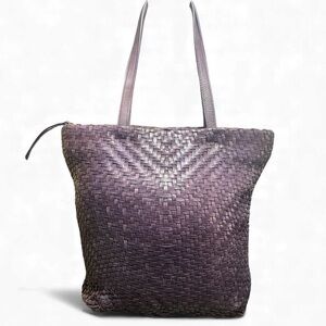 Christopher Kon Woven Purple Leather Tote Bag